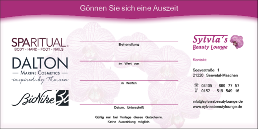 Geschenk Gutschein - Rückseite